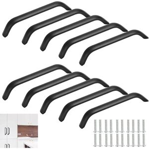 LONGZIMING 10 pcs Modern Black Drawer Handle Kitchen Cabinet Handle Aluminum Alloy Rustproof Cabinet Handle with 20 Screws for Cupboard Door, Furniture, Closet,