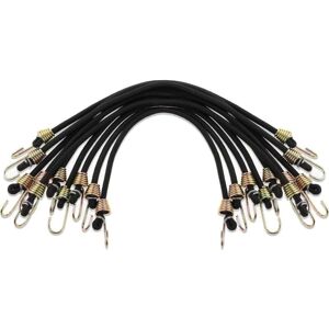 Cyslmuk - 10 Pcs Small Bungee Cords with Hooks, 25cm Mini Black Rubber Bungee Cords for Outdoor Camping, Elastic Ties