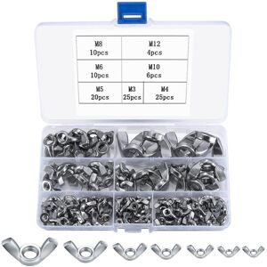 BEIJIYI 100pcs Wing Nuts, Stainless Steel Wing Nuts, Wing Bolts, Clamping Bolts for DIY Tools, Hardware, Electronics, M3/M4/M5/M6/M8/M10/M12