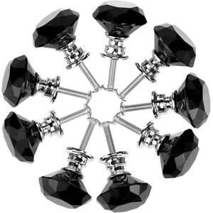 Linghhang - 10Pcs 30mm Crystal Glass Cabinet Knobs Diamond Shape Kitchen Cabinet Drawer Dresser Wardrobe Pull Handles (Black)