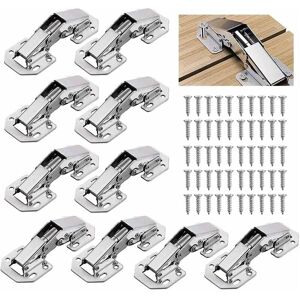 Linghhang - 10PCS Alloy Steel Cabinet Door Hinge, 3 Inch 90° Furniture Hinge, Invisible Hinge, Match Screw, Suitable for Office Cabinet Doors