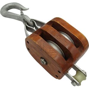 Securefix Direct - 1.1 Ton 6' Double Wood Block With Hook - 19MM Wire Rope Wooden