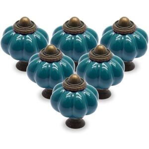 12 Pack Ceramic Door Handles, Pumpkin Ceramic Door Knobs, Vintage Cabinet Pulls with Mounting Screws, Antique Wardrobe Handles Ymyny
