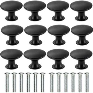YMYNY 12pcs Black Drawer Door Handles, 30mm Furniture Knob, Drawer Knobs with a Round Hole, Door Knobs, Furniture Handles for Cabinet, Wardrobe, Kitchen,
