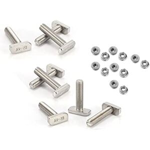 Tlily - 12Pcs t Slot Bolt Replacement,M10 x 25 Screws, A2-70 Rail Track Screws Nuts with 12 Flange Nut