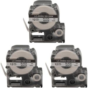 TLILY 15 Packs Replace -4WBN LC-4WBN9 (SS12KW) Label Tapes for Label Works LW300 LW400 LW500 LW700 Black on White 1/2 Inch x 26.2 Feet (12mm 8M)