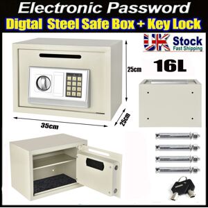 DAYPLUS 16l Digital Steel Electronic Security Home Office Money Cash Safety Box White