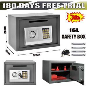 Dayplus - 16L Grey Safe Steel Electronic Digital Password Home Office Money Safety Box Large