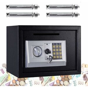 Briefness - 16L Safe Box with Override Key & Electronic Keypad Solid Steel with Posting Slot for Home Office Hotel Cash Jewelry Storage, Black
