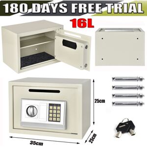 DAYPLUS 16L Safe Steel Electronic Digital Home Office Money Safety Box 35cm Wall Mounted White
