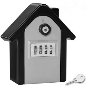 Cyslmuk - 1pc (Black) Wall Mounted Security Key Box with Digital Code and Emergency Key, Large Outdoor Key Safe, Suitable Size for Home, Office,