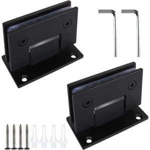 Cyslmuk - 2 Pack 90 Degree Glass Shower Door Hinges Black Replacement Parts Stainless Steel Bathroom Door Clips for 8-12mm