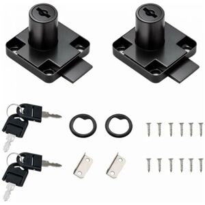 YMYNY 2 Pack Black Desk Drawer Locks with 4 Universal Keys, Square Base, Screws, Solid Security Lock for Furniture, Doors, Mailboxes, Glass Display Cases