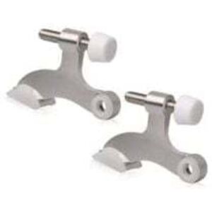 ZVD - 2-Pack Door Stop with Hinge Pin, Brushed Satin Nickel – Adjustable, heavy-duty doorstop with hinge pin and white rubber bumper tips