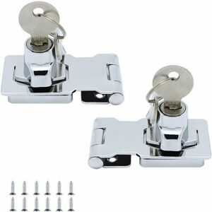 HOOPZI 2 Pack) Metal Locking Hasp 65mm Door Bolt Latch Buckle with Padlock and Key - Chrome Hardware for Locking Shed Doors Cabinets Boxes Furniture