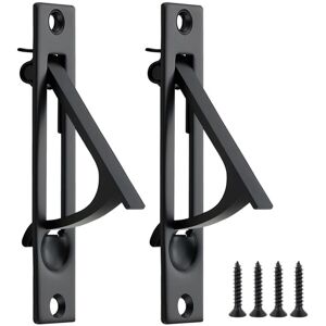 TLILY 2 Pack Pocket Door Pull Solid Flush Edge Handles in Matte Black