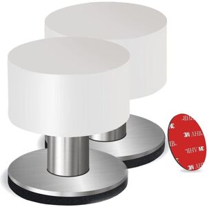 JALLERIA 2 Pack Stainless Steel Adhesive Door Stops for Doors with Extra Stickers Included