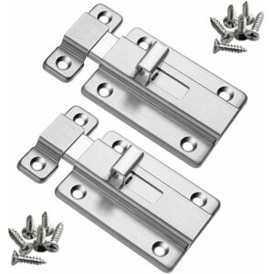 Cyslmuk - 2 Pack Stainless Steel Door Locks with Screw Bolt for Interior Doors, Bathrooms, Toilets, Bedrooms, 10cm