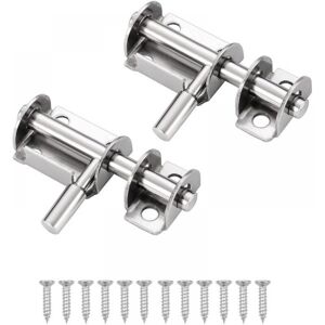 Cyslmuk - 2 Pcs Door Latch Stainless Steel Mini Sliding Bay Lock Suitable for Garden Doors Windows Warehouses (Silver)