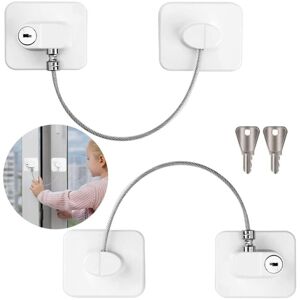 Linghhang - 2 Pack Child Safety Window Locks, Strong Adhesive Latches with pvc Window Gap, No Drilling Design, Suitable for Doors, Windows and