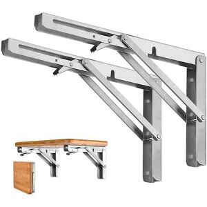 Linghhang - 2 Pieces Bracket - 250mm Stainless Steel Folding Shelf Bracket Folding Console Bracket for Wall Shelf Load Bearing 80kg