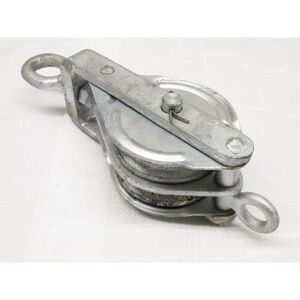 Securefix Direct - 2 Ton 110MM Galvanised Double Sheave Block With Eye - 16MM Wire Rope Safety Lifting