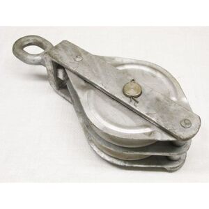 Securefix Direct - 2 Ton 110MM Nylon Double Sheave Galvanised Block With Eye - 16MM Fibre Rope Safety Lifting