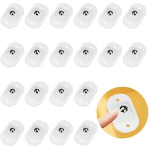 Linghhang - 20 Pack White Self-Adhesive Ball Conveyor Casters Wheels with 2 Mounting Holes for Small Furniture, Transportation Equipment