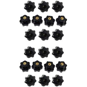 Tlily - 20 Pcs M6 x 32mm Threaded Star Head Knob Screws Black