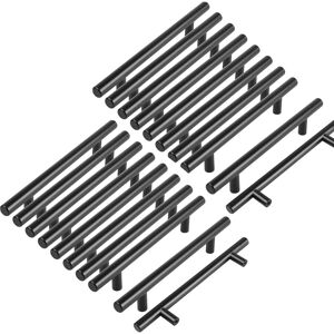 LONGZIMING 20pcs Black Cabinet Handles Black Kitchen Cabinet Handles t Black Cupboard Drawer Handles 128mm Center Distance Black Hole distance 128mm