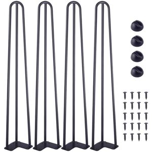 TINOR 22' Hairpin Table Legs, 4 pc Hairpin Table Legs Set, Steel Hairpin Legs with 3 Heavy Duty Rods, Black Furniture Legs for Tabletop Creation