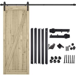 Axhup - Sliding Door Track for Single Door, 230cm Stainless Steel Sliding Wood Door Hardware Closet Kit Heavy Duty, Carbon Steel Flat Track System