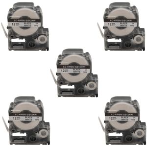 TLILY 25 Packs Replace -4WBN LC-4WBN9 (SS12KW) Label Tapes for Label Works LW300 LW400 LW500 LW700 Black on White 1/2 Inch x 26.2 Feet (12mm 8M)