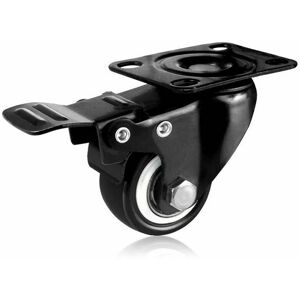 Dewdat - 2'/50mm Swivel Caster,Furniture Casters,Wheels With Brake,Industrial Plate Furniture Wheel,Heavy Duty 420kg Caster(Black,1pcs)