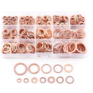 Linghhang - 280pcs M5-M20 Copper Flat Washers 12 Sizes, Flat Washer with Storage Box for Screw Sealing, Sealing Rings