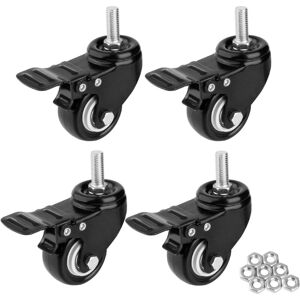 ZVD - Swivel Casters with Brake - Heavy Duty Rubber Casters for Hand Truck, Workbenches (M10 x 25 Threaded Stem Bolt) - 4 Pack