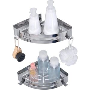 ZVD - 2Packs Glue Bathroom Shelf No Drilling, 304 Stainless Steel Aluminum Shower Caddy, Shower Organizer Storage Basket for Shampoo