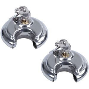TLILY 2Pcs Heavy Duty Outdoor Security Padlock 70mm Sheds Garage Gate Keyed Padlock, Stainless Steel Discus Lock