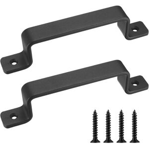 Linghhang - 2PCS Heavy Duty Vintage Cast Iron Door Handles, Black, Ideal for Outdoor, Garage, Cabinet and Indoor