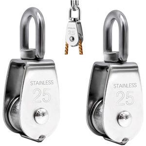 Linghhang - 2PCS Lifting Pulley, 304 Stainless Steel Single Pulley M25 Single Pulley Load 150kg