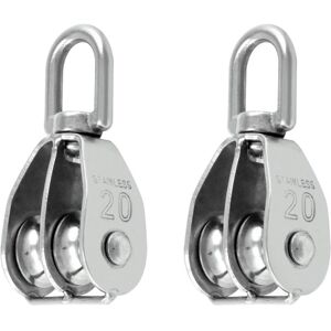 Linghhang - 2PCS M20 304 Stainless Steel Double Pulley Block, Swivel Double Lifting Pulley