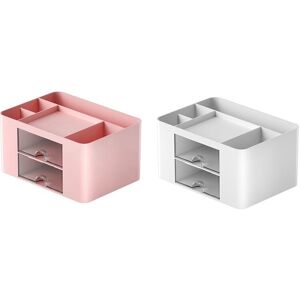 TLILY 2Pcs Pink+White Simple Transparent Drawer Storage Box Children'S Student Office Desktop Ornaments Pen Holder