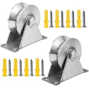 CYSLMUK 2pcs Stainless Steel Lifting Pulley Block, Single V-Pulley for Cable, 48mm Pulley with Bearings, Load Capacity 180kg, for Gate Roller Rail, Cable,