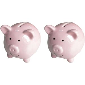 TLILY 2X Ceramic Money Box Souvenir, Pink