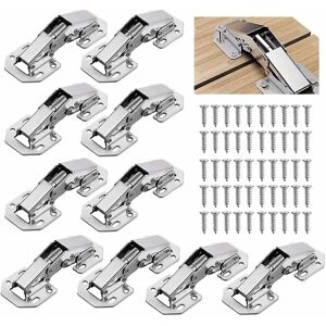 LINGHHANG (3 Inch 90° Furniture Hinge),10 PCS Cupboard Door Hinge, Kitchen Door Hinge, Invisible Hinge, Match the screw, Suitable