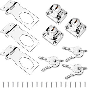 Linghhang - 3 Pack Hasp Padlock with Key and Screws for Doors, Cabinets, Drawers