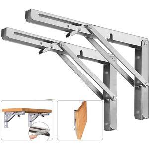 ZVD - 300mm Folding Shelf Bracket, Stainless Steel Wall Mount Bracket, Floating Table Bracket, Folding Table Bracket, 2 Pack