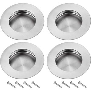 Linghhang - 304 Stainless Steel Recessed Sliding Door Handles Invisible Groove Round Handles for Sliding Door Cabinet Pull Drawer 4PCS with 8 Screws