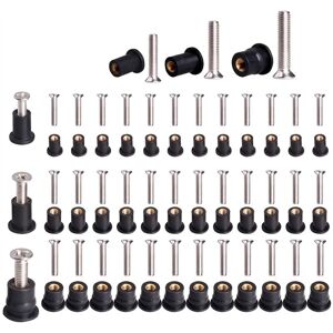 TLILY 36 Pairs /M5/M6 Neoprene Well Nuts with Stainless Steel Screw Rubber Kayak Brass Copper Bolts Nut Kit