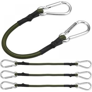 Cyslmuk - 4 Pack Bungee Cords with Carabiner, 30cm Bungee Cord with Carabiner, Elastic Luggage Rope, Heavy Duty Bungee Straps with Hooks for Camping,